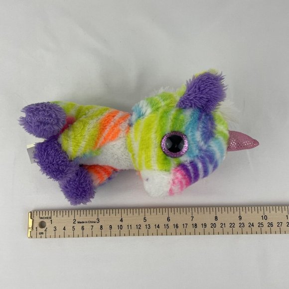 MTY International Unicorn 8” Plush Pastel Rainbow Pink Glitter Eyes Stuffed Toy - Picture 7 of 8